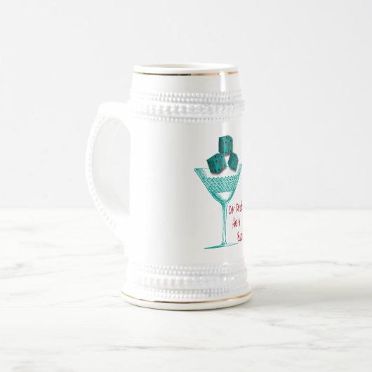 Unser trinkender Verein hat ein Bunco Problem Bierglas (Vorderseite Links)