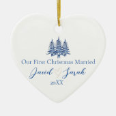 Unser Verheirateter Blauer Pagoda-Baum zu Weihnach Keramik Ornament (Vorne)