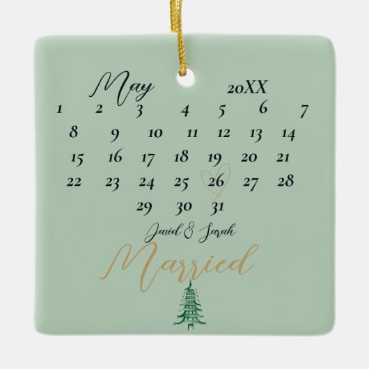 Unser Verheirateter Pagoda-Baum zu Weihnachten Keramikornament (Vorderseite)