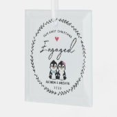 Unser Verlobter Pinguin zu 1. Weihnachten Ornament Aus Glas (Vorderseite links)