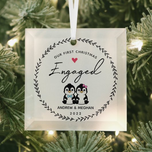 Unser Verlobter Pinguin zu 1. Weihnachten Ornament Aus Glas (Insitu)