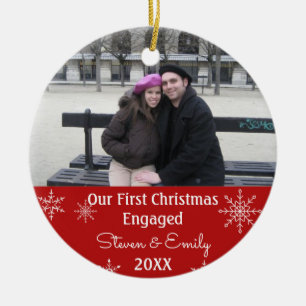 Unser Verlobtes Schneeflocken-Foto zu Weihnachten Keramik Ornament