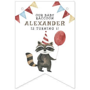 Unser Waschbär 1. Geburtstag Wimpelkette