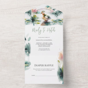 Unser Wasserfarben-Baby-Shower für unser kleines E All In One Einladung