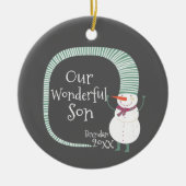 Unser wunderbarer Sohn Personalisierter Junge Name Keramik Ornament (Vorne)