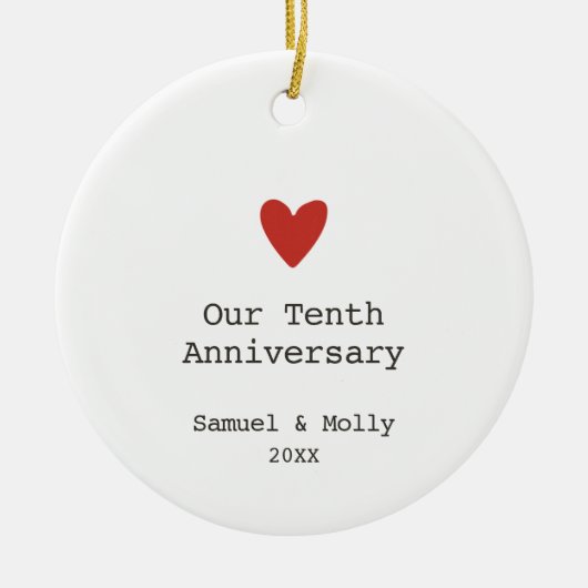 Unser zehnjähriges Personalisiertes Minimalistisch Keramik Ornament (Vorne)