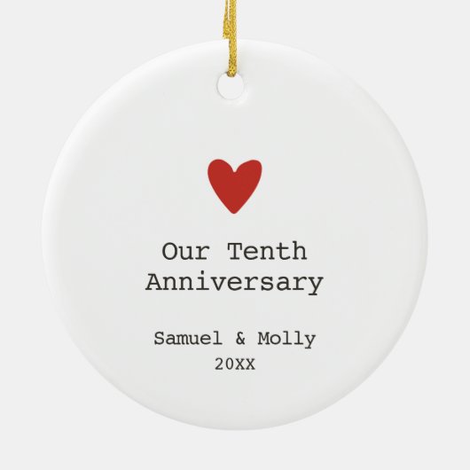 Unser zehnjähriges Personalisiertes Minimalistisch Keramik Ornament (Hinten)