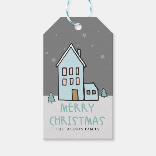 Unser Zuhause Weihnachtsgeschenk-Tag Geschenkanhänger (Vorderseite)