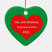 Unser zweites Weihnachten zusammen Niedliches Rote Keramik Ornament (Hinten)