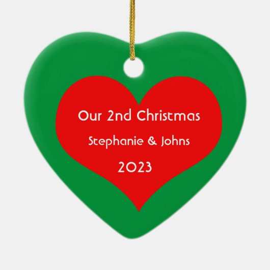 Unser zweites Weihnachten zusammen Niedliches Rote Keramik Ornament (Hinten)