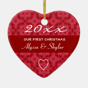 Unsere 1. Weihnachtsverzierung rotes und weißes Keramik Ornament