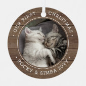 Unsere 1. Weihnachtszeit 2 Haustiere Foto Rustikal Ornament Aus Metall (Vorderseite)