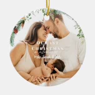 Unsere 1. Weihnachtszeit als Familie von 3 Fotos I Keramik Ornament