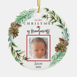 Unsere 1. Weihnachtszeit als Großeltern Kindername Keramik Ornament