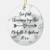 Unsere 1. Weihnachtszusammen Keramikornament (Links)