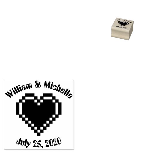 Unsere 8 Bit Hearts Wooden Ankündigung Briefmarke Gummistempel (Stempel)