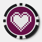 Unsere 8-Bit-Herzen im Wein Pokerchips (Vorderseite)