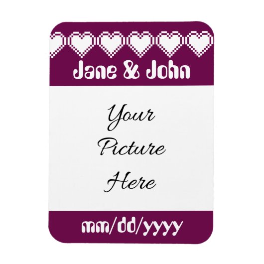 Unsere 8-Bit-Herzen im Wein Rett-the-Date-Magnet Magnet (Vertikal)