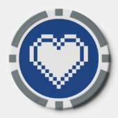 Unsere 8-Bit-Herzen in blau Pokerchips (Vorderseite)