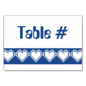 Unsere 8-Bit-Herzen in Blue Table Card Tischnummer (Rückseite)