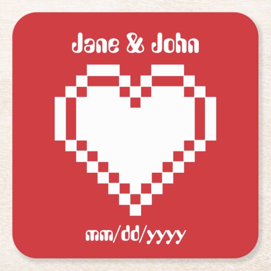 Unsere 8-Bit-Herzen in Cherry Paper Untersetzer (Vorderseite)