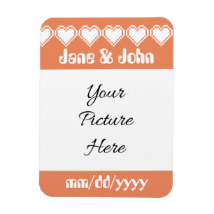Unsere 8-Bit-Herzen in Coral Rettete-the-Date-Magn Magnet