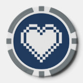 Unsere 8-Bit-Herzen in der Marine Pokerchips (Vorderseite)