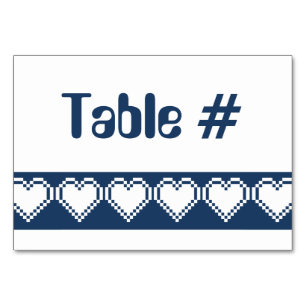 Unsere 8-Bit-Herzen in der Navy-Table-Karte Tischnummer