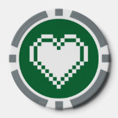 Unsere 8-Bit-Herzen in Grün Pokerchips (Vorderseite)