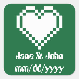 Unsere 8-Bit-Herzen in grüner Aufkleber