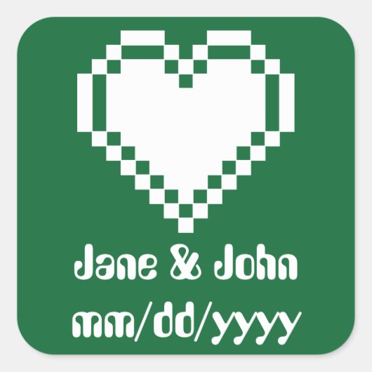 Unsere 8-Bit-Herzen in grüner Aufkleber (Vorderseite)