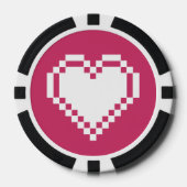 Unsere 8-Bit-Herzen in Himbeere Pokerchips (Vorderseite)
