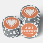 Unsere 8-Bit-Herzen in Korallen Pokerchips (Stapel)