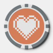 Unsere 8-Bit-Herzen in Korallen Pokerchips (Vorderseite)