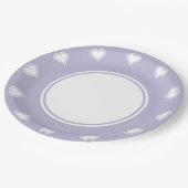 Unsere 8-Bit-Herzen in Lavendel-Papierplatte Pappteller (Schrägansicht)
