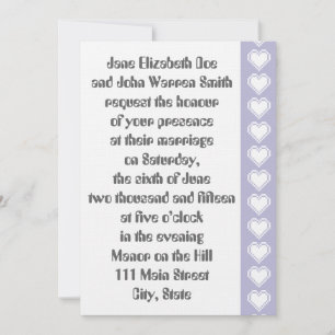 Unsere 8-Bit-Herzen in Lavender Hochzeitseinladung Einladung