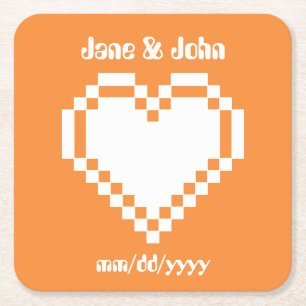 Unsere 8-Bit-Herzen in Orange Paper Untersetzer