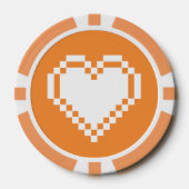 Unsere 8-Bit-Herzen in Orange Pokerchips (Vorderseite)