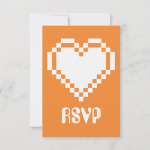 Unsere 8-Bit-Herzen in Orange RSVP-Karte RSVP Karte