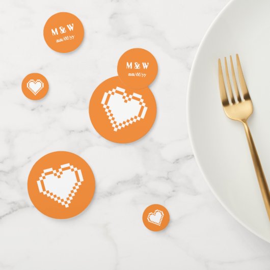 Unsere 8 Bit Herzen in Orange Table Confetti Konfetti (Gruppe)