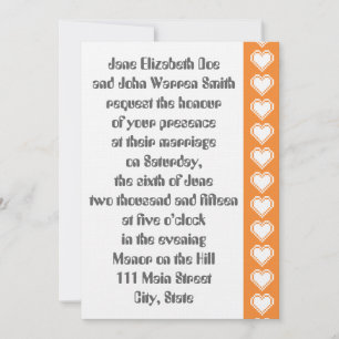 Unsere 8-Bit-Herzen in Orange Wedding Einladung