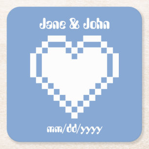 Unsere 8-Bit-Herzen in Periwinkle-Papier-Unterlage Rechteckiger Pappuntersetzer