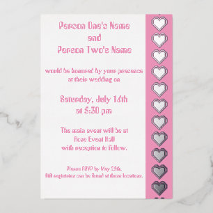 Unsere 8-Bit-Herzen in Petal Pink Foil Einladung