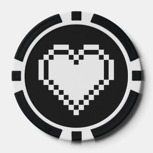 Unsere 8-Bit-Herzen in Schwarz Pokerchips (Vorderseite)