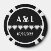 Unsere 8-Bit-Herzen in Schwarz Pokerchips (Rückseite)