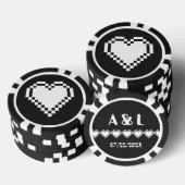 Unsere 8-Bit-Herzen in Schwarz Pokerchips (Stapel)