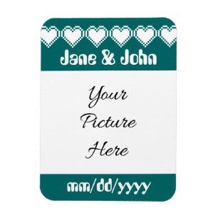 Unsere 8-Bit-Herzen in Türkis Save-the-Date-Magnet Magnet