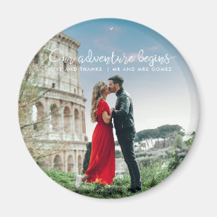Unsere Abenteuer Beginnen Foto Danke Hochzeit Magnet