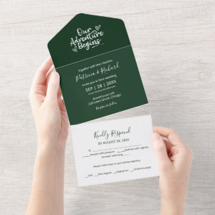 Unsere Abenteuer Beginnen Hochzeit Alles In Einem  All In One Einladung