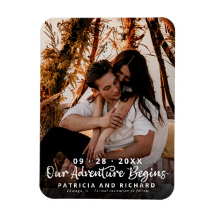 Unsere Abenteuer Beginnen Hochzeit Termin Foto Magnet